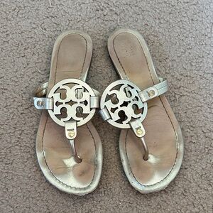 Tory Burch Miller Metallic Silver Sandals